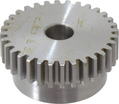 Boston Gear - 16 Pitch, 2" Pitch Diam, 32 Tooth Spur Gear - 0.313" Face Width, 1/2" Bore Diam, 1.7" Hub Diam, 14.5° Pressure Angle, Steel - Exact Tool & Supply