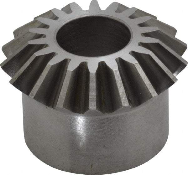 Boston Gear - 12 Pitch, 1-1/2" Pitch Diam, 18 Tooth Miter Gear - 0.33" Face Width, 5/8" Bore Diam, 1-1/4" Hub Diam, 20° Pressure Angle, Steel - Exact Tool & Supply