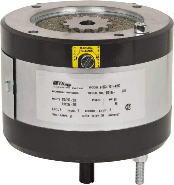 Dings Dynamics Group - 115/230 Volts at 60 Hertz, 3 Ft./Lb. Torque Disc Brake - 56C Frame, 5/8" Hub Bore, NEMA 2 Enclosure - Exact Tool & Supply