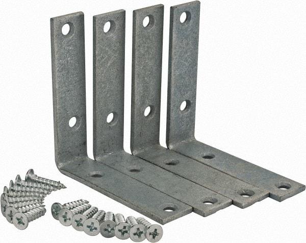 Value Collection - 3" Long x 3/4" Wide, Steel, Corner Brace - Galvanized - Exact Tool & Supply