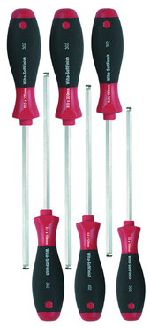 6 Piece - 3.0 - 10mm - Ball End Hex Screwdriver MagicRing® Screw Holding SoftFinish® Cushion Grip Set - Exact Tool & Supply