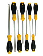 8 Piece - 1/8 - 3/8" - Ball End Hex Screwdriver MagicRing® Screw Holding SoftFinish® Cushion Grip - Exact Tool & Supply