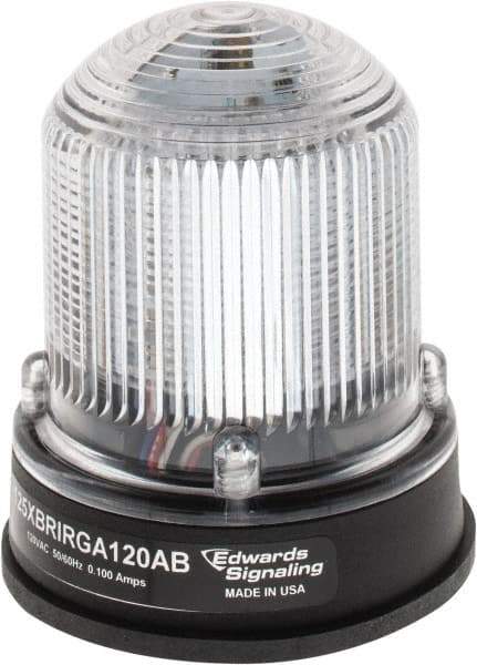 Edwards Signaling - 120 VAC, 4X NEMA Rated, LED, Amber, Green, Red, Multi Status Indicator - 65, 120, 240 Flashes per min, 3/4 Inch Pipe, 3-1/4 Inch Diameter, 3-7/8 Inch High, Panel Mount, Pipe Mount - Exact Tool & Supply