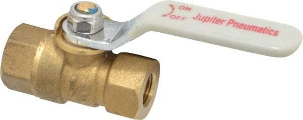 Value Collection - 1/8" Pipe, Standard Port, Brass Standard Ball Valve - Inline - One Way Flow, FNPT x FNPT Ends, Lever Handle, 400 WOG, 125 WSP - Exact Tool & Supply