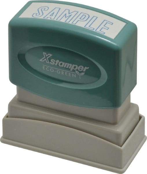 Value Collection - Sample, Blue Pre-Inked Stamp - 1/2 Inch Wide x 1-5/8 Inch Long - Exact Tool & Supply