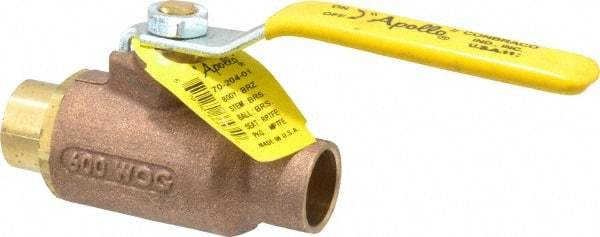 Apollo - 3/4" Pipe, Standard Port, Bronze Standard Ball Valve - 2 Piece, Inline - One Way Flow, Soldered x Soldered Ends, Lever Handle, 600 WOG, 125 WSP - Exact Tool & Supply