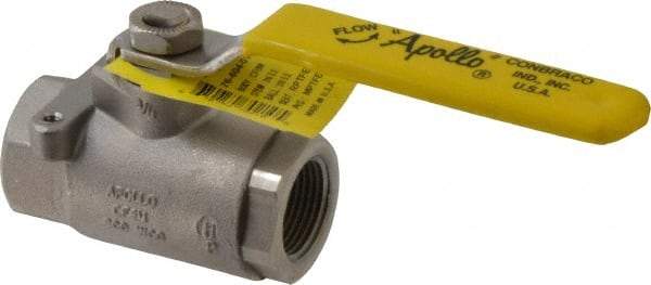 Apollo - 3/4" Pipe, Stainless Steel Standard Ball Valve - Three Way, FNPT x FNPT x FNPT Ends, Lever Handle, 800 WOG - Exact Tool & Supply