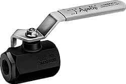 Apollo - 1-1/2" Pipe, Full Port, Carbon Steel Standard Ball Valve - 2 Piece, Inline - One Way Flow, FNPT x FNPT Ends, Lever Handle, 3,000 WOG - Exact Tool & Supply