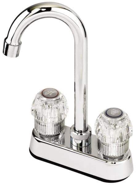 Value Collection - Deck Plate Mount, Bar and Hospitality Faucet with Spray - Two Handle, Knob Handle, High Arc Spout - Exact Tool & Supply