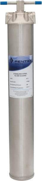 Pentair - 3/4 Inch Pipe, FNPT End Connections, 9-1/4 Inch Long Cartridge, 22-3/4 Inch Long, Cartridge Filter Housing - 2 Cartridges, 15 Max GPM Flow Rate, 250 psi Max Working Pressure, 304 Grade - Exact Tool & Supply