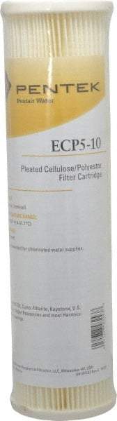 Pentair - 2-5/8" OD, 5µ, Cellulose Polyester Pleated Cartridge Filter - 9-3/4" Long, Reduces Sediments - Exact Tool & Supply