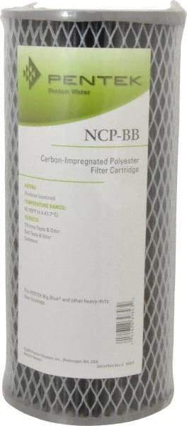 Pentair - 4-1/2" OD, 10µ, Carbon Impregnated Non-Cellulose Pleated Cartridge Filter - 9-3/4" Long, Reduces Tastes, Odors & Sediments - Exact Tool & Supply