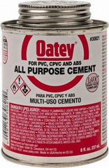 Oatey - 8 oz All-Purpose Medium Bodied Cement - Clear, Use with ABS, PVC & CPVC up to 6" Diam - Exact Tool & Supply