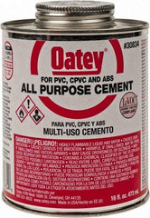 Oatey - 16 oz All-Purpose Medium Bodied Cement - Clear, Use with ABS, PVC & CPVC up to 6" Diam - Exact Tool & Supply