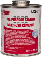 Oatey - 32 oz All-Purpose Medium Bodied Cement - Clear, Use with ABS, PVC & CPVC up to 6" Diam - Exact Tool & Supply