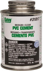 Oatey - 4 oz Medium Bodied Cement - Clear, Use with PVC up to 6" Diam - Exact Tool & Supply