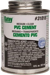 Oatey - 8 oz Medium Bodied Cement - Clear, Use with PVC up to 6" Diam - Exact Tool & Supply