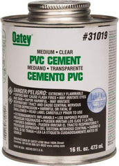 Oatey - 16 oz Medium Bodied Cement - Clear, Use with PVC up to 6" Diam - Exact Tool & Supply