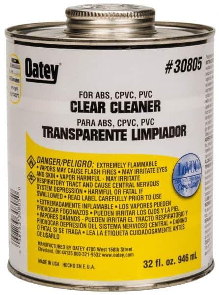 Oatey - 32 oz All-Purpose Cleaner - Clear, Use with ABS, PVC & CPVC For All Diameters - Exact Tool & Supply