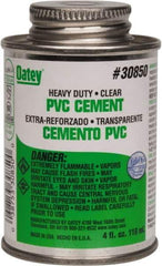 Oatey - 4 oz Heavy Duty Cement - Clear, Use with PVC up to 12" Diam - Exact Tool & Supply