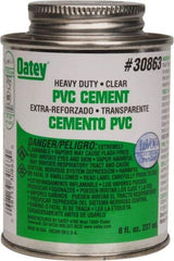 Oatey - 8 oz Heavy Duty Cement - Clear, Use with PVC up to 12" Diam - Exact Tool & Supply