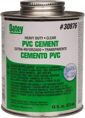 Oatey - 16 oz Heavy Duty Cement - Clear, Use with PVC up to 12" Diam - Exact Tool & Supply