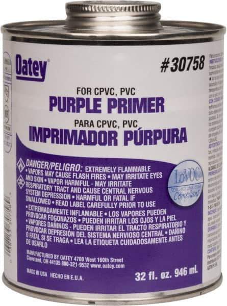 Oatey - 32 oz All Purpose Primer/Cleaner - Purple, Use with PVC & CPVC - Exact Tool & Supply