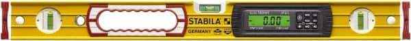 Stabila - 24" Long 3 Vial Box Beam Level - Aluminum, Yellow, 2 Plumb & 1 Level Vials - Exact Tool & Supply