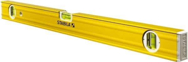 Stabila - 24" Long 3 Vial Box Beam Level - Aluminum, Yellow, 2 Plumb & 1 Level Vials - Exact Tool & Supply