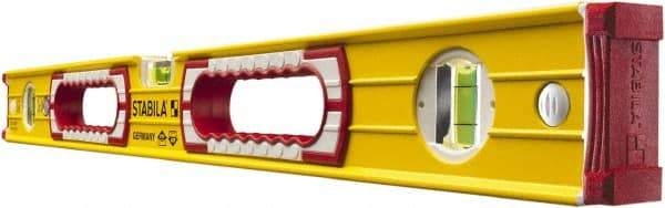 Stabila - 24" Long 3 Vial Box Beam Level - Aluminum, Yellow, 2 Plumb & 1 Level Vials - Exact Tool & Supply