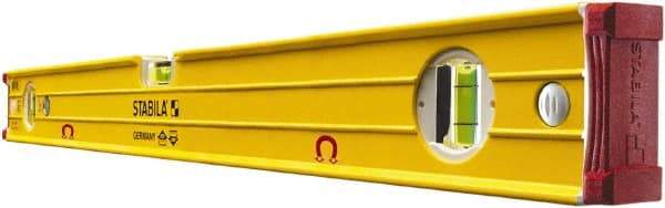 Stabila - Magnetic 24" Long 3 Vial Box Beam Level - Aluminum, Yellow, 2 Plumb & 1 Level Vials - Exact Tool & Supply