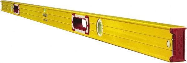Stabila - 72" Long 3 Vial Box Beam Level - Aluminum, Yellow, 2 Plumb & 1 Level Vials - Exact Tool & Supply