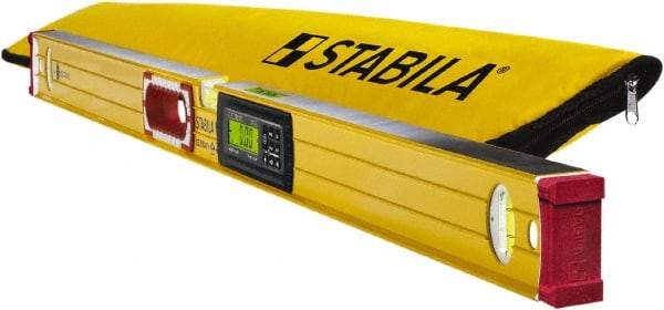 Stabila - Magnetic 48" Long 3 Vial Box Beam Level - Aluminum, Yellow, 2 Plumb & 1 Level Vials - Exact Tool & Supply
