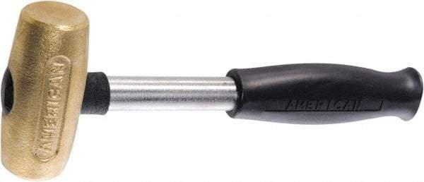 American Hammer - 4 Lb Head 1-5/8" Face Brass Hammer - 13" OAL, Composite Handle - Exact Tool & Supply