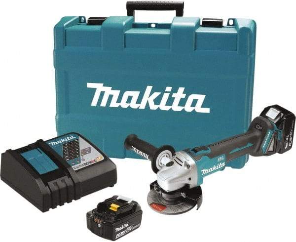 Makita - 4-1/2" Wheel Diam, 8,500 RPM, Cordless Cutoff & Cutoff-Grinder Tool - Straight Handle, Battery Included - Exact Tool & Supply