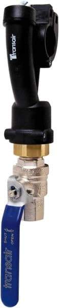 Transair - 7/8" ID, 25mm OD, Wall Bracket with Ball Valve - Plastic, 232 Max psi, 1/2 Female NPT, 10-1/6" Long - Exact Tool & Supply