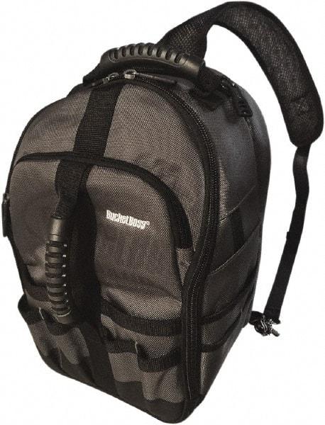 Bucket Boss - 24 Pocket Gray & Black Polyester Backpack Tool Bag - 9" Wide x 8" Deep x 17" High - Exact Tool & Supply