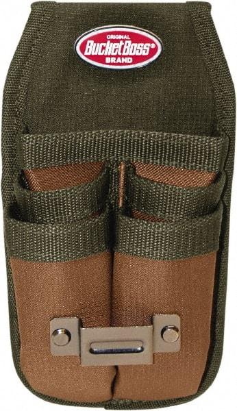 Bucket Boss - 1 Pocket Holster - Polyester, Brown & Green, 4-1/2" Wide x 9-1/2" High - Exact Tool & Supply