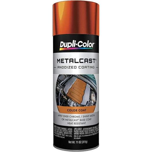 Dupli-Color - 11 oz Orange Anodized Automotive Heat Resistant Paint - Metallic Finish, 500°F Max Temp, Comes in Aerosol Can - Exact Tool & Supply