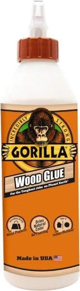 Gorilla Glue - 18 oz Bottle Natural Wood Glue - 3 to 4 hr Working Time, 24 hr Full Cure Time, Bonds to Cork Board & Wood - Exact Tool & Supply