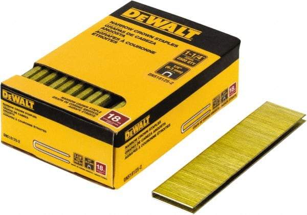 DeWALT - 1-1/4" Long x 1/4" Wide, 18 Gauge Crowned Construction Staple - Steel, Copper Finish, Chisel Point - Exact Tool & Supply