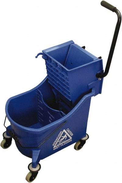 O-Cedar - 36 Qt Plastic Bucket & Wringer - 23" Long x 38" High x 14" Wide, Blue - Exact Tool & Supply