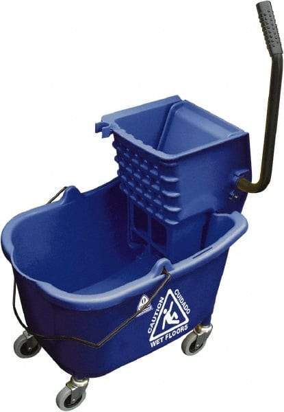 O-Cedar - 33 Qt Plastic Bucket & Wringer - 22" Long x 34" High x 15" Wide, Blue - Exact Tool & Supply