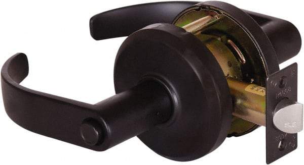 Stanley - Grade 2 Privacy Lever Lockset - 2-3/4" Back Set, Keyless Cylinder, Brass Alloy, Oil Rubbed Bronze Finish - Exact Tool & Supply