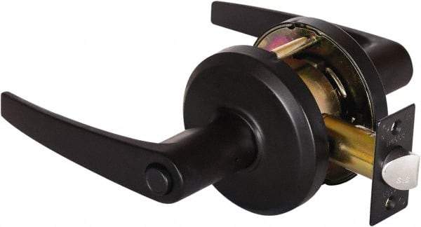 Stanley - Grade 2 Privacy Lever Lockset - 2-3/4" Back Set, Keyless Cylinder, Brass Alloy, Oil Rubbed Bronze Finish - Exact Tool & Supply