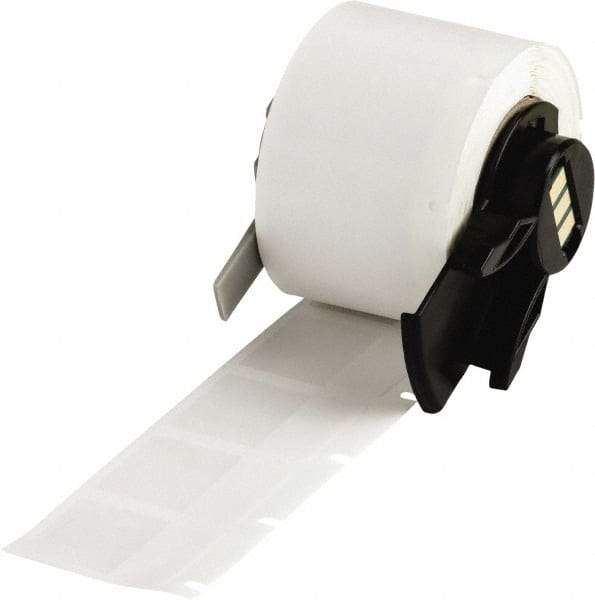 Brady - 3/4" Wide x 1" Long, Clear/White Vinyl Cable Tag - For BMP61 Labeling System, BMP71 Label Printer, TLS 2200 Thermal Labeling System, TLS-pc Link Thermal Labeling System - Exact Tool & Supply