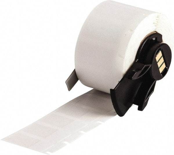 Brady - 1/2" Wide x 1" Long, Clear/White Vinyl Cable Tag - For BMP61 Labeling System, BMP71 Label Printer, TLS 2200 Thermal Labeling System, TLS-pc Link Thermal Labeling System - Exact Tool & Supply