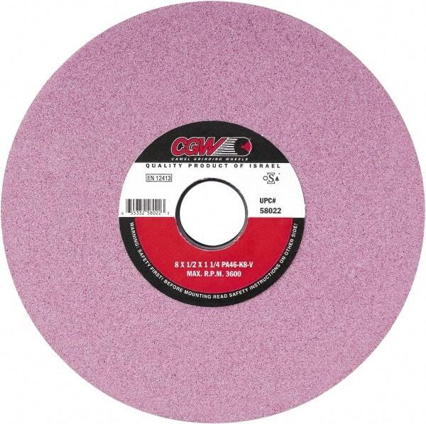 Camel Grinding Wheels - 10" Diam x 3" Hole x 1" Thick, J Hardness, 46 Grit Surface Grinding Wheel - Aluminum Oxide, Type 1, Medium Grade, Vitrified Bond, No Recess - Exact Tool & Supply