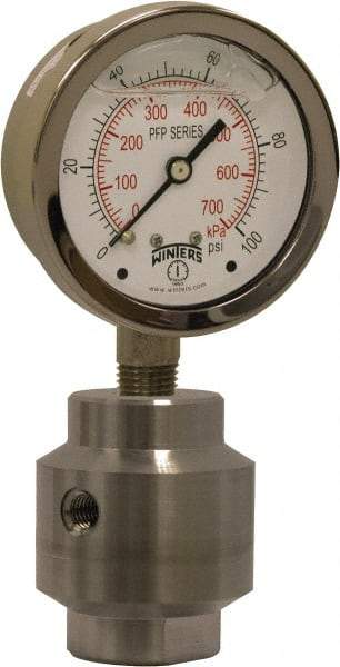 Winters - 2-1/2" Dial, 1/4 Thread, 0-600 Scale Range, Pressure Gauge - Bottom Connection Mount, Accurate to 1.5% of Scale - Exact Tool & Supply