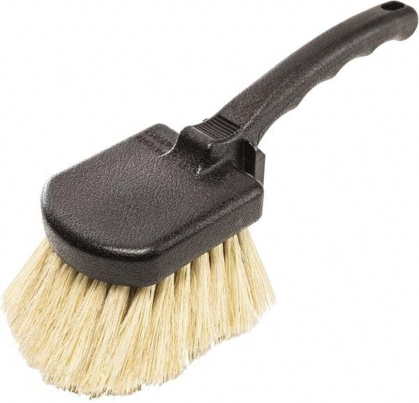 Harper Brush - 2-1/4" Bristle Length, Tampico Utility Scrub Brush - 3-1/2" x 3-1/2" Long x 3" Wide Head, 10" OAL, Easy Grip Handle, Black, Polypropylene Block - Exact Tool & Supply